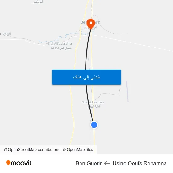 Usine Oeufs Rehamna to Ben Guerir map