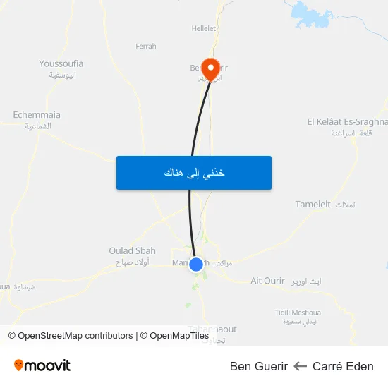 Carré Eden to Ben Guerir map