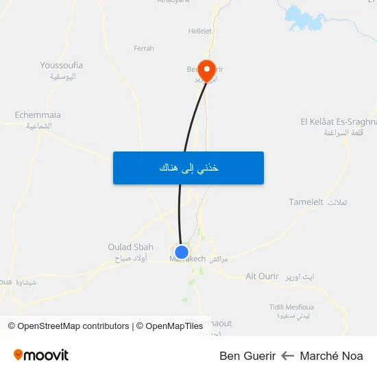 Marché Noa to Ben Guerir map