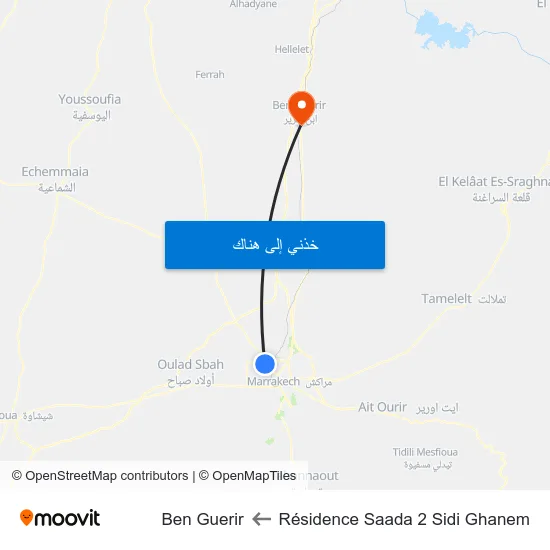 Résidence Saada 2 Sidi Ghanem to Ben Guerir map