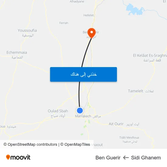 Sidi Ghanem to Ben Guerir map