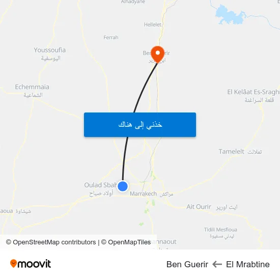 El Mrabtine to Ben Guerir map