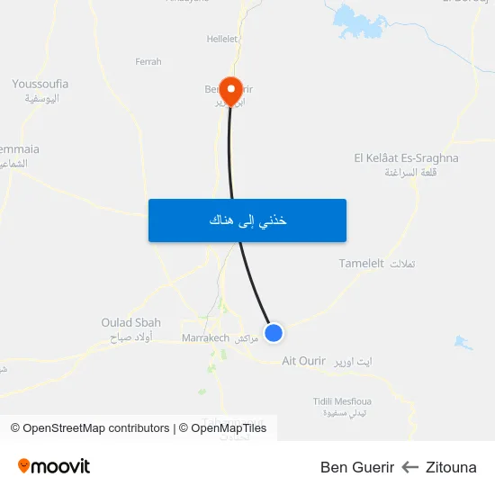 Zitouna to Ben Guerir map