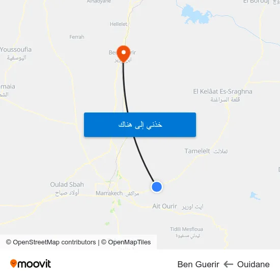 Ouidane to Ben Guerir map