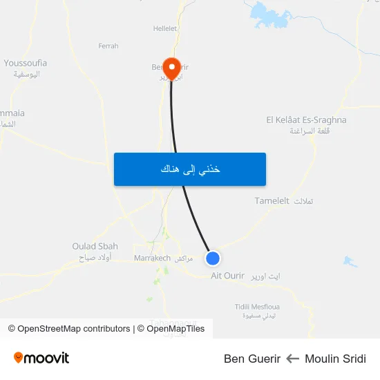 Moulin Sridi to Ben Guerir map
