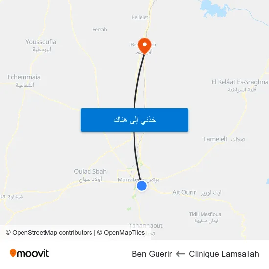 Clinique Lamsallah to Ben Guerir map