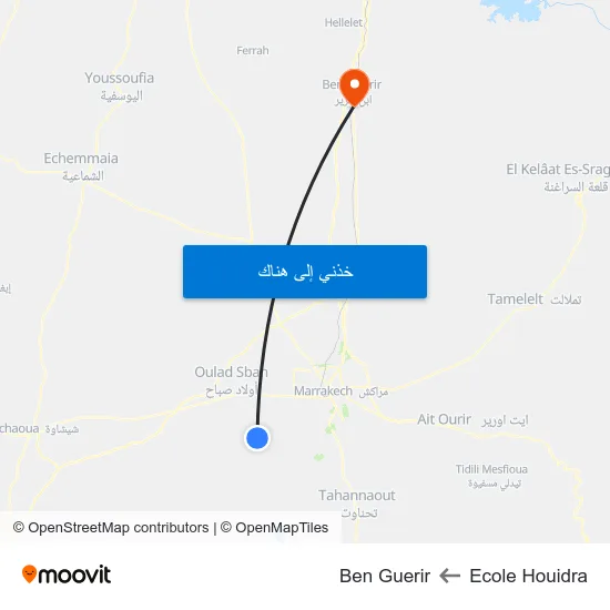 Ecole Houidra to Ben Guerir map