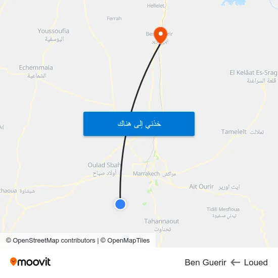 Loued to Ben Guerir map