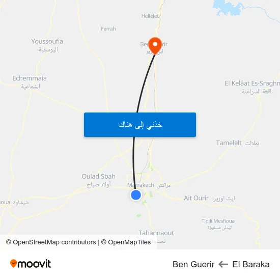 El Baraka to Ben Guerir map