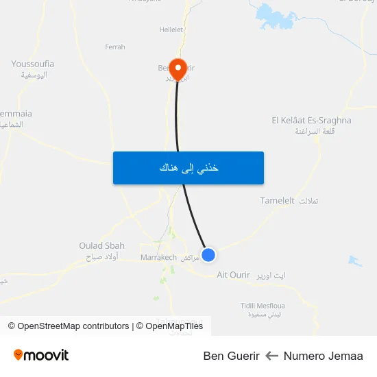 Numero Jemaa to Ben Guerir map