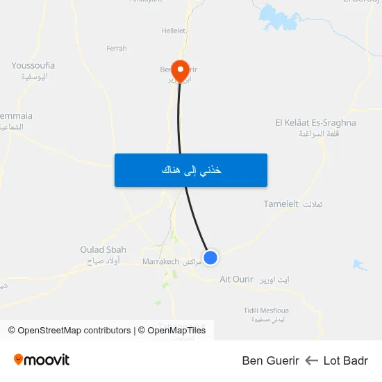 Lot Badr to Ben Guerir map