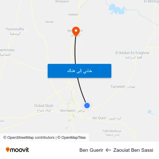 Zaouiat Ben Sassi to Ben Guerir map