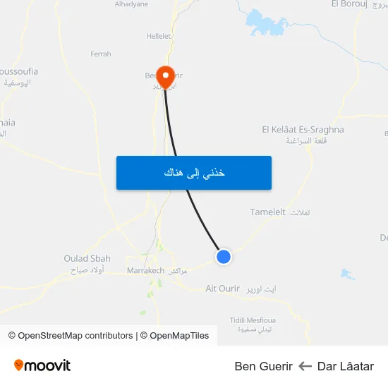 Dar Lâatar to Ben Guerir map