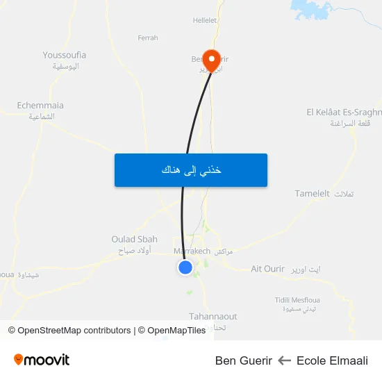 Ecole Elmaali to Ben Guerir map