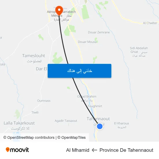 Province De Tahennaout to Al Mhamid map