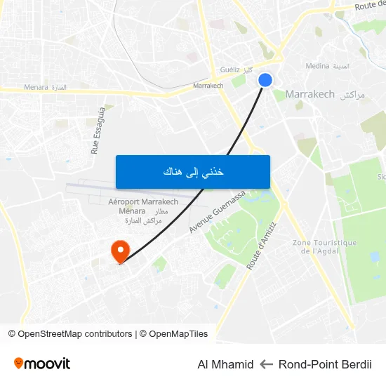 Rond-Point Berdii to Al Mhamid map