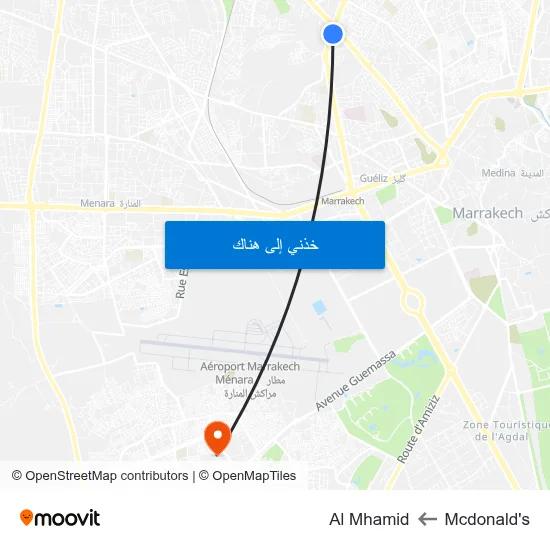 Mcdonald's to Al Mhamid map