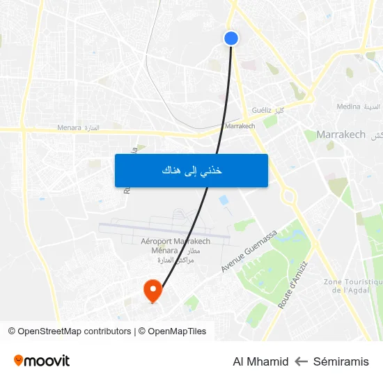 Sémiramis to Al Mhamid map