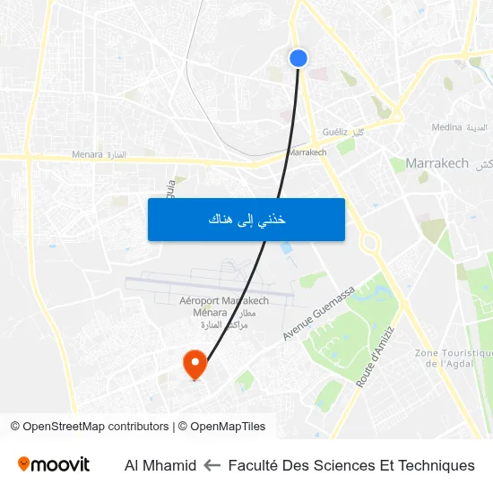 Faculté Des Sciences Et Techniques to Al Mhamid map