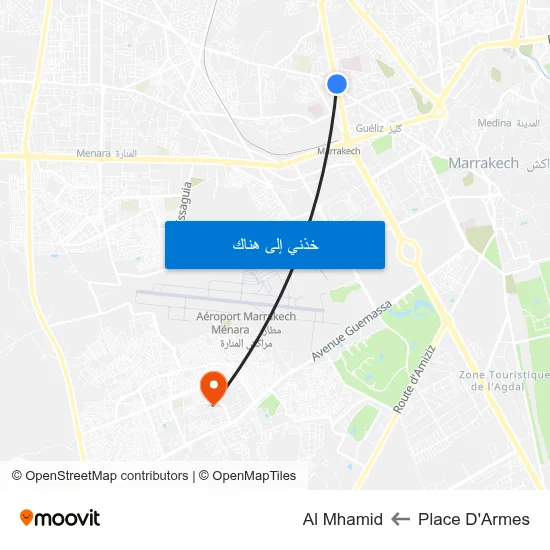 Place D'Armes to Al Mhamid map