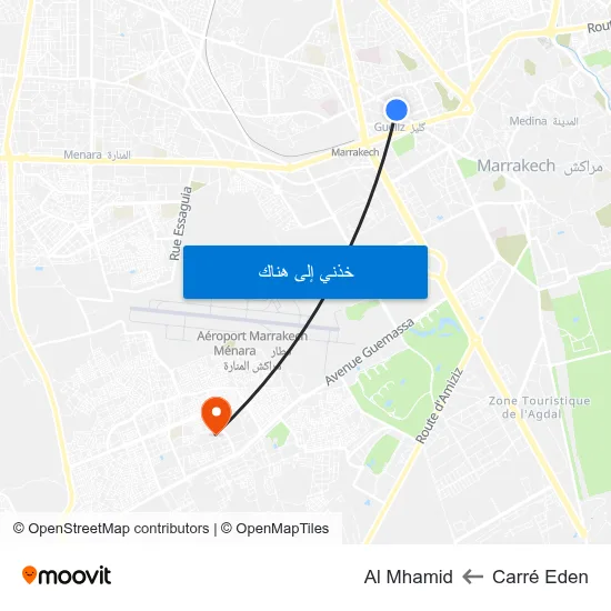 Carré Eden to Al Mhamid map
