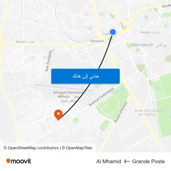 Grande Poste to Al Mhamid map