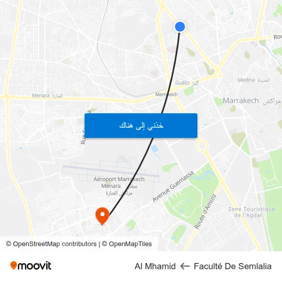 Faculté De Semlalia to Al Mhamid map