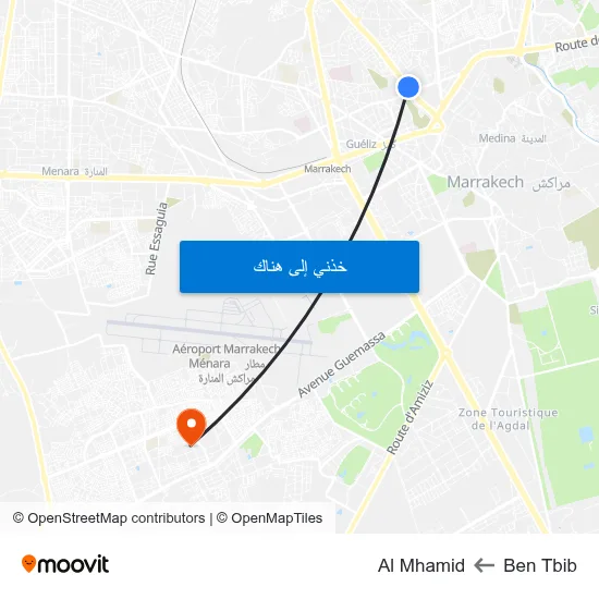 Ben Tbib to Al Mhamid map