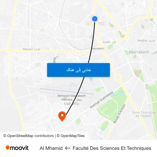Faculté Des Sciences Et Techniques to Al Mhamid map