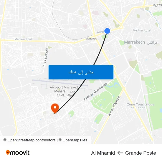 Grande Poste to Al Mhamid map