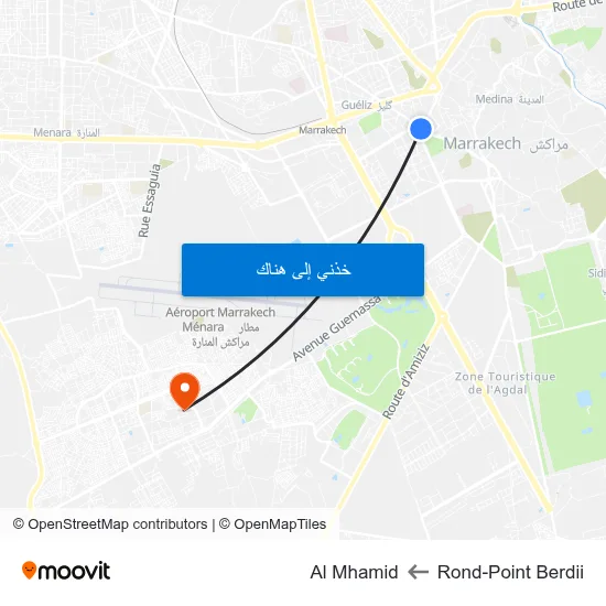 Rond-Point Berdii to Al Mhamid map