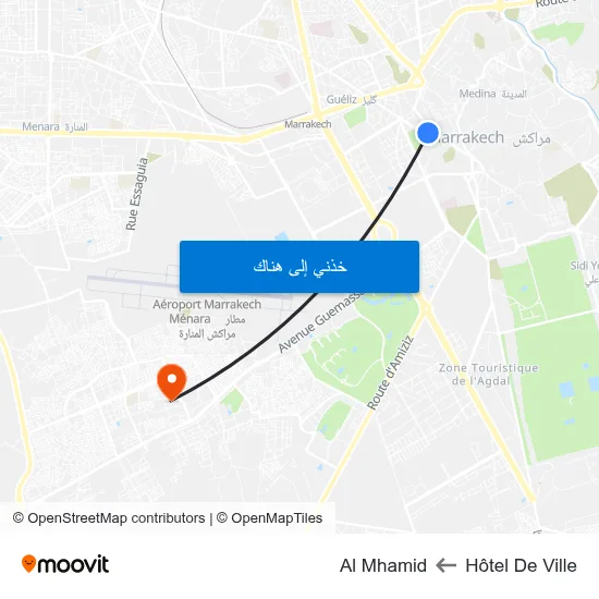Hôtel De Ville to Al Mhamid map