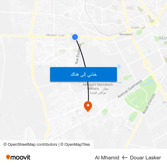 Douar Lasker to Al Mhamid map