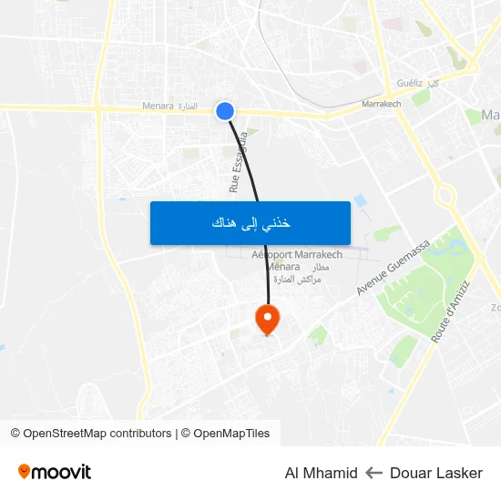 Douar Lasker to Al Mhamid map