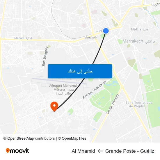 Grande Poste - Guéliz to Al Mhamid map