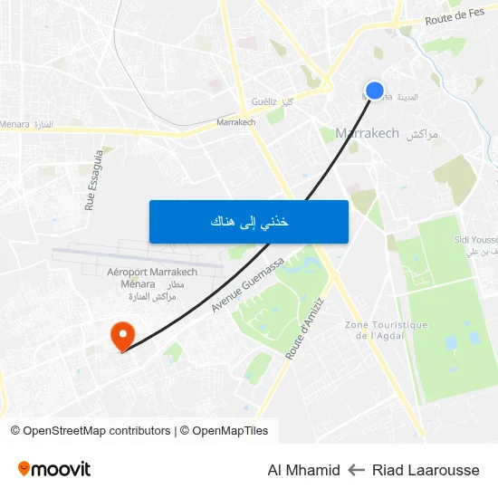 Riad Laarousse to Al Mhamid map