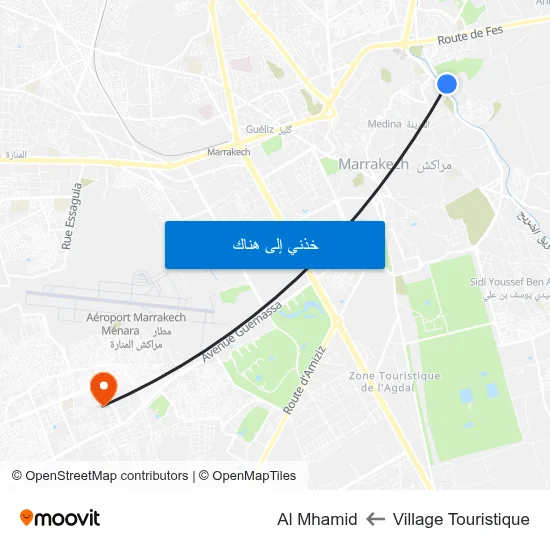 Village Touristique to Al Mhamid map