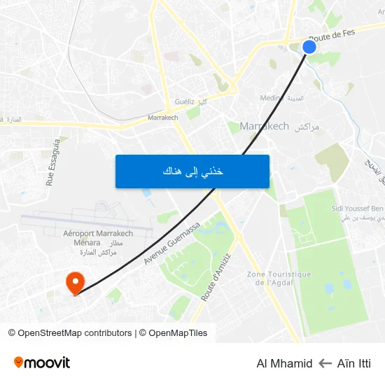 Aïn Itti to Al Mhamid map