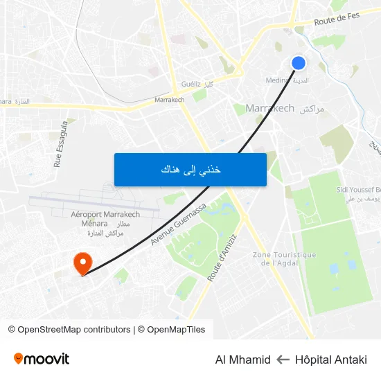 Hôpital Antaki to Al Mhamid map