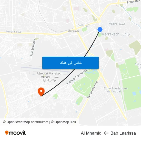 Bab Laarissa to Al Mhamid map