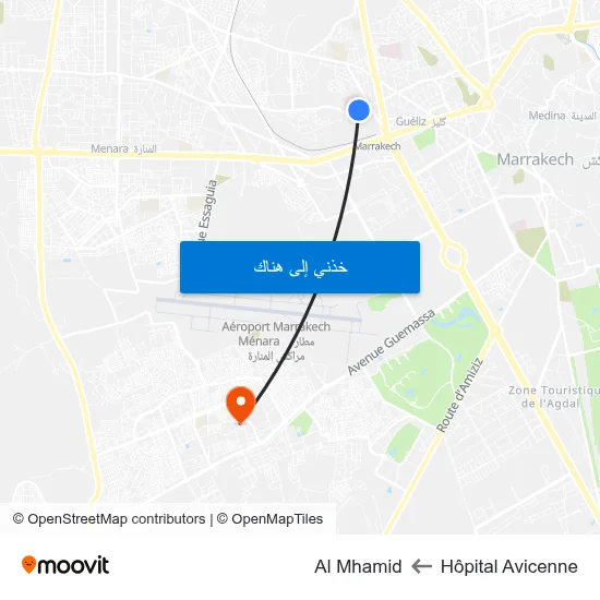 Hôpital Avicenne to Al Mhamid map