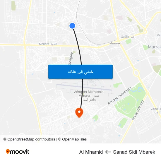 Sanad Sidi Mbarek to Al Mhamid map