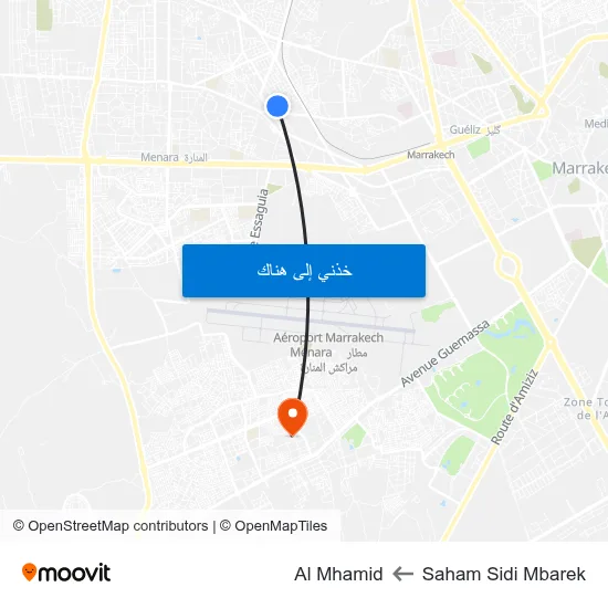 Saham Sidi Mbarek to Al Mhamid map