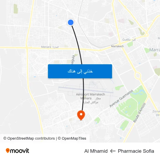 Pharmacie Sofia to Al Mhamid map