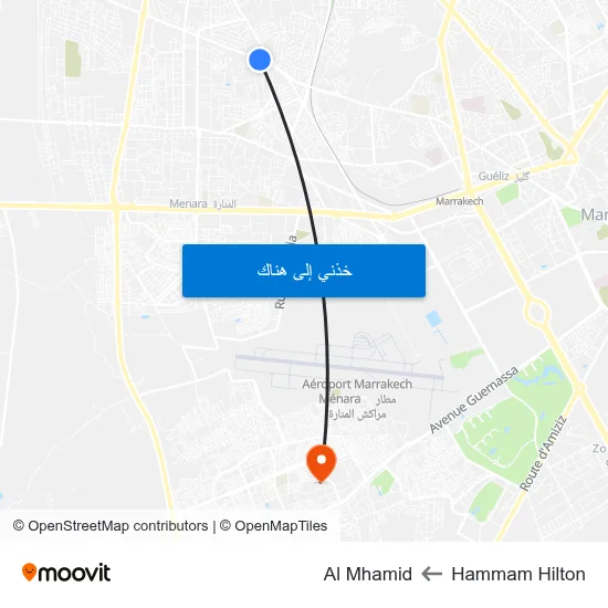 Hammam Hilton to Al Mhamid map