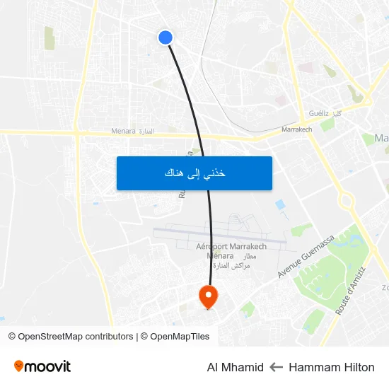 Hammam Hilton to Al Mhamid map