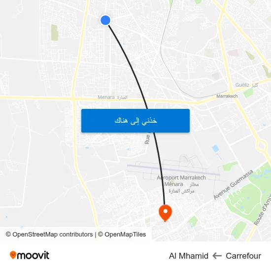 Carrefour to Al Mhamid map