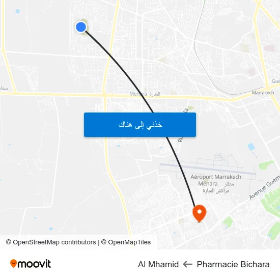 Pharmacie Bichara to Al Mhamid map
