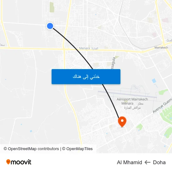 Doha to Al Mhamid map