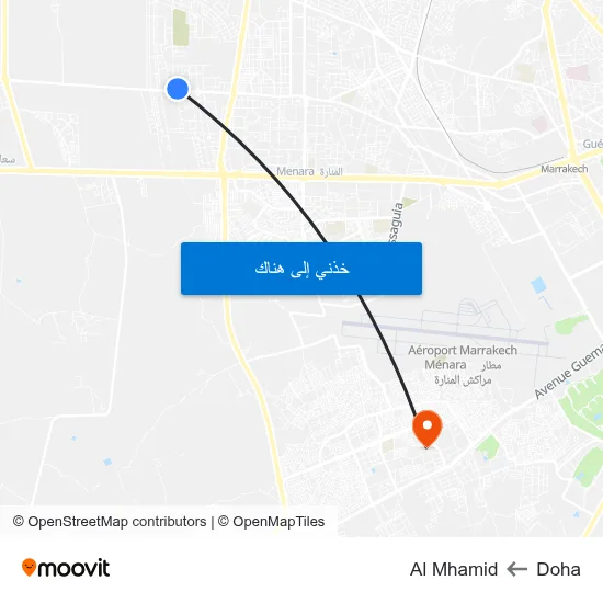 Doha to Al Mhamid map